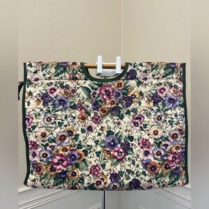 Vintage Floral Quilted Tote Bag with Wooden Handles – Made in Philippines – 100%